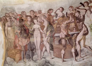 Tour de la Ligue. Mitglieder des Medici-Hofes als die Götter des Olymp (Wandgemälde) (Detail)